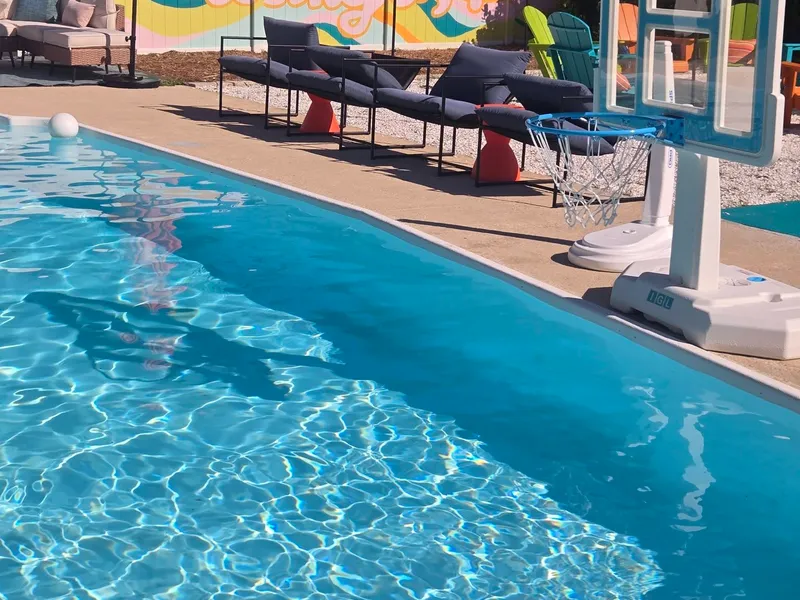 Sparkling balanced pool water at a Largo, Florida home